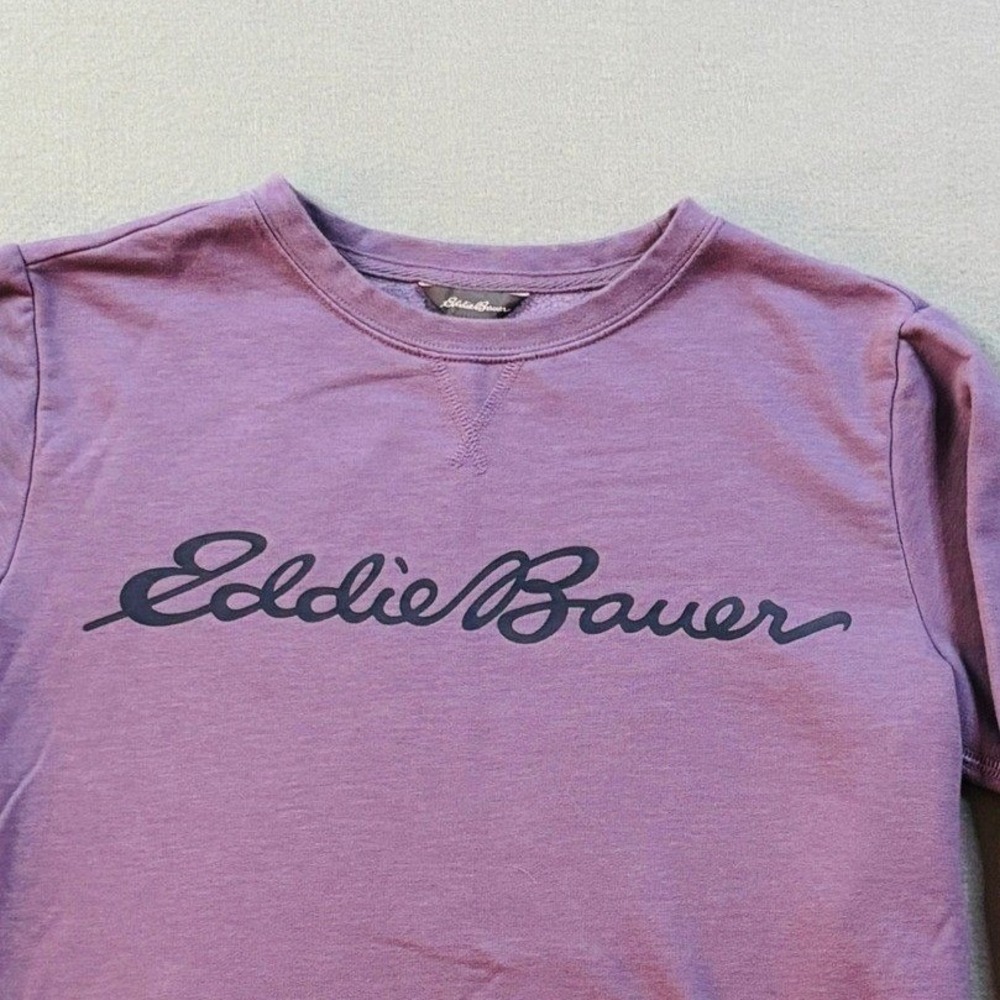 Eddie‎ Bauer Womens Purple Script Logo Crewneck Sweatshirt Size S Casual Soft